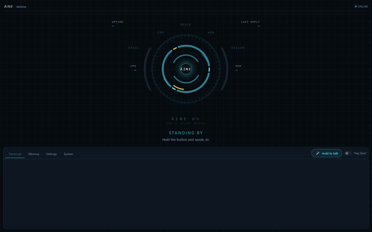 Áine voice assistant HUD