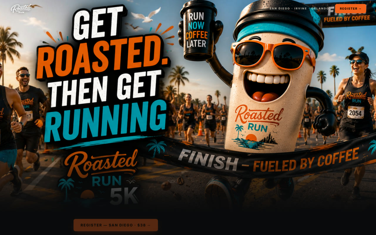Roasted Run 5k event website