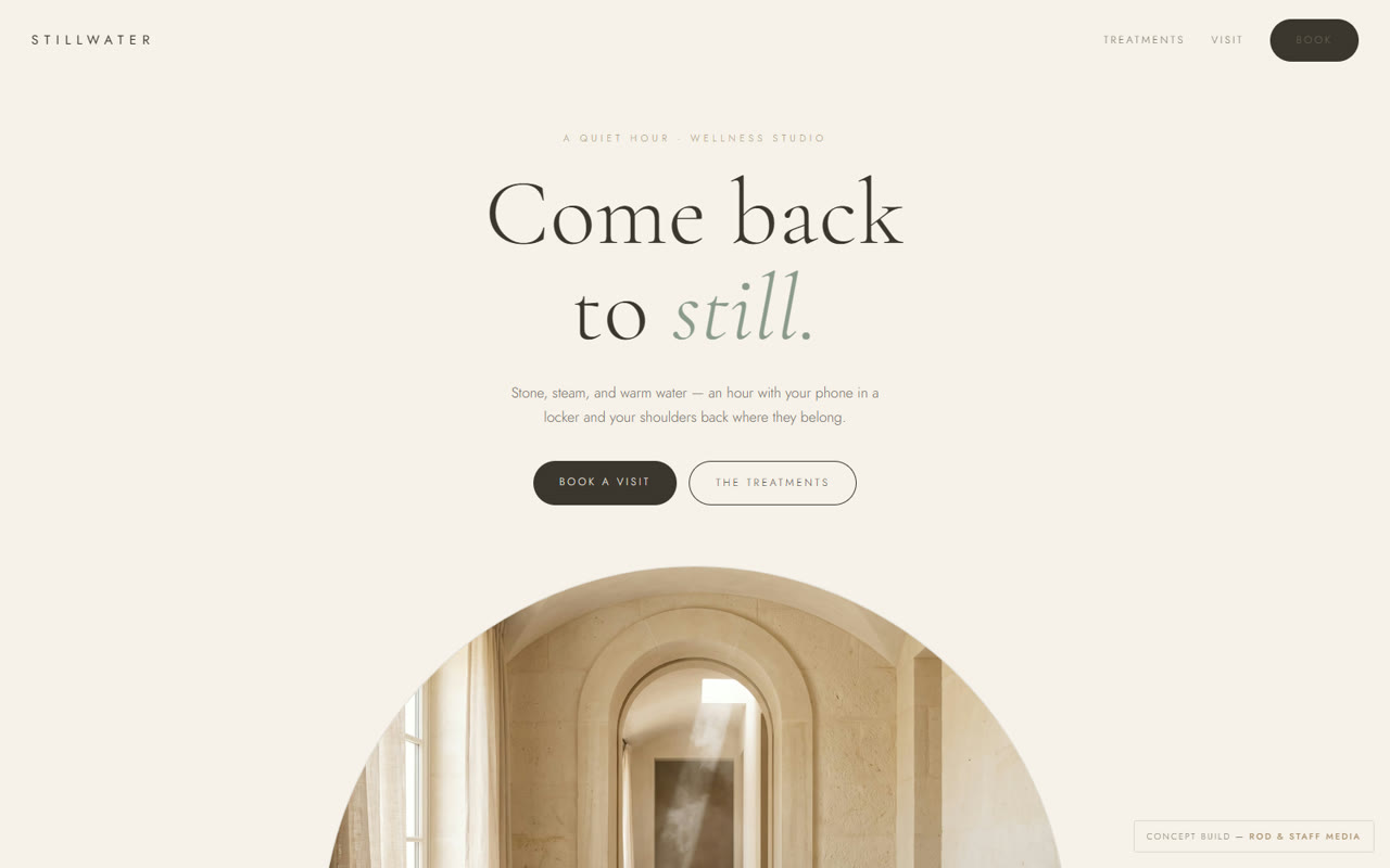 Stillwater wellness studio concept site
