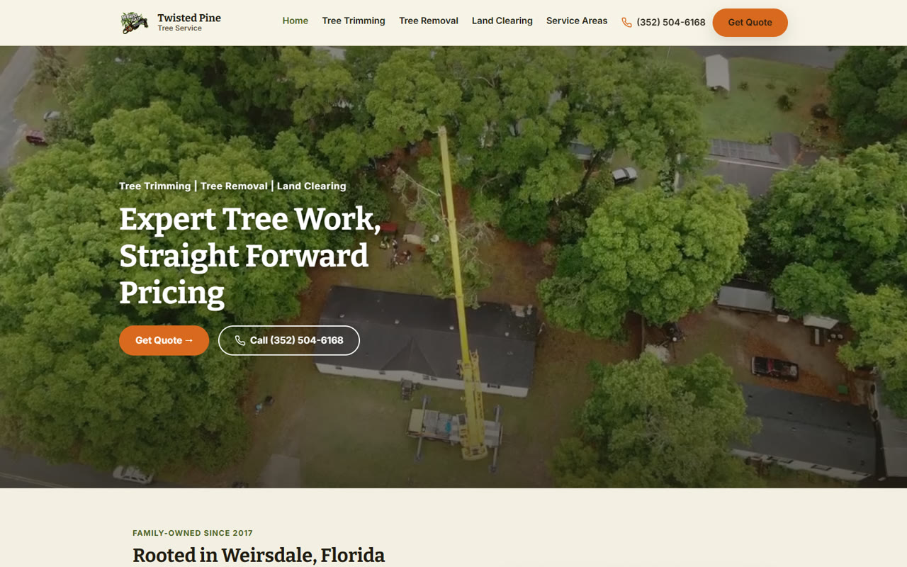 Twisted Pine Tree Service website